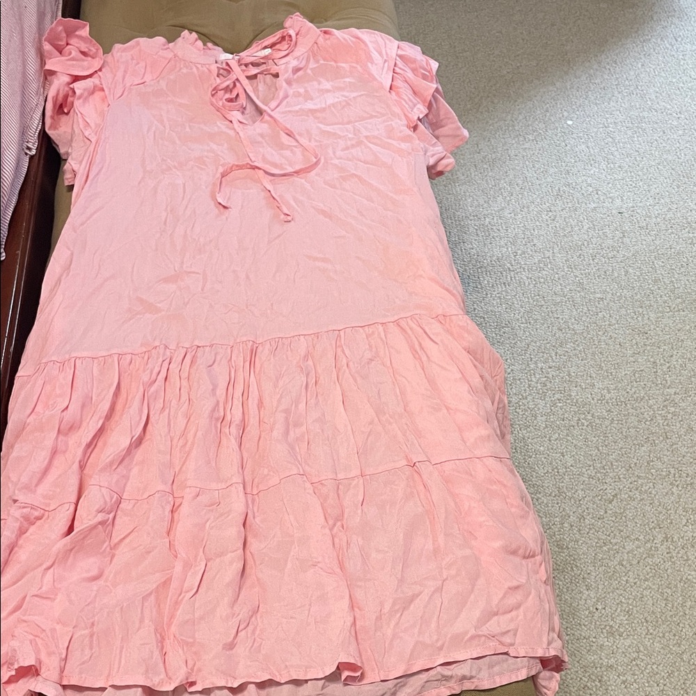 Fashion Nova Pink Tiered Ruffle Casual Dress for Girls
